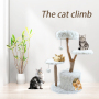 Cat Tree Tower Activity Center with Scratching Post and Condos, Luxury Top Perch Side Basket Cat Tree for Indoor Cats