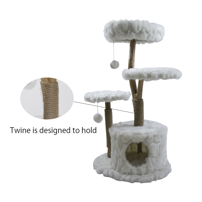 Cat Tree Tower Activity Center with Scratching Post and Condos, Luxury Top Perch Side Basket Cat Tree for Indoor Cats