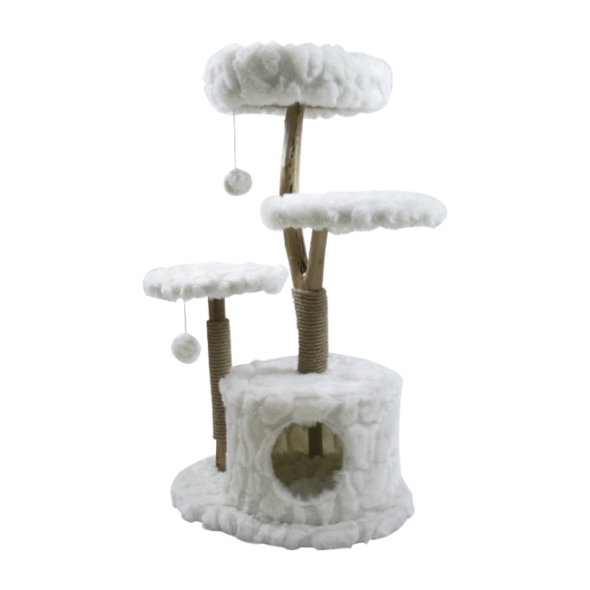 Cat Tree Tower Activity Center with Scratching Post and Condos, Luxury Top Perch Side Basket Cat Tree for Indoor Cats