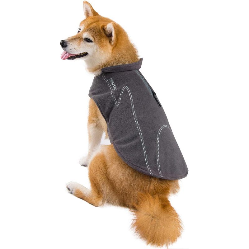 Dog Fleece Coat Warm Jacket with Hook and Loop Fastener, Easy to Take on and Off, Winter Vest Sweater for Small Medium Large Dog