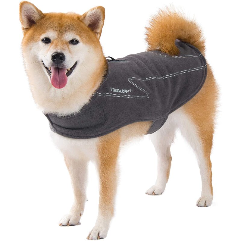 Dog Fleece Coat Warm Jacket with Hook and Loop Fastener, Easy to Take on and Off, Winter Vest Sweater for Small Medium Large Dog