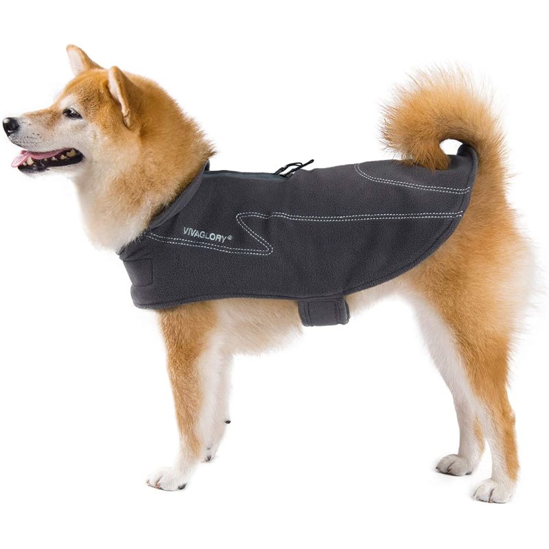Dog Fleece Coat Warm Jacket with Hook and Loop Fastener, Easy to Take on and Off, Winter Vest Sweater for Small Medium Large Dog