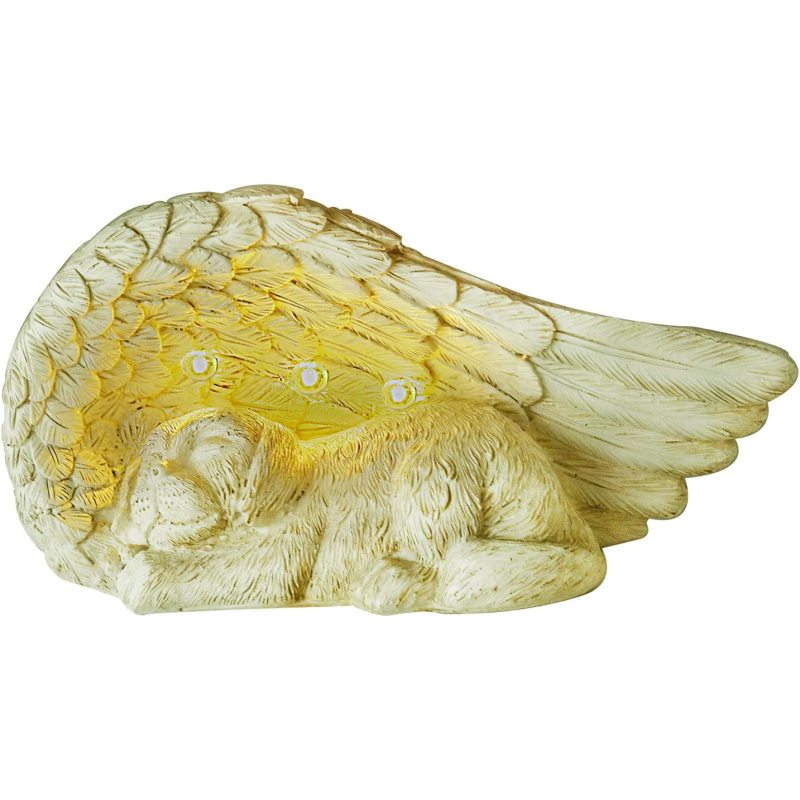 Dog Pet Memorial Stones Gifts, Antique Effect Pet Loss Sympathy Remembrance Gifts with Solar Light Grave Markers Dog Statue Gard