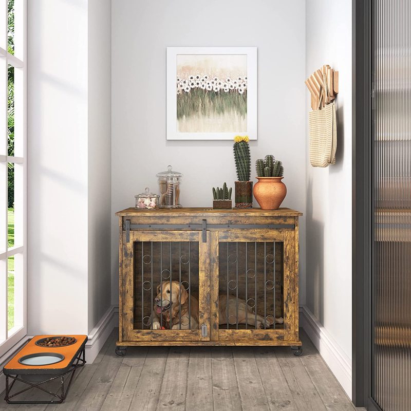 End Table for Medium Kennels with Sliding Door Dog Crate Furniture