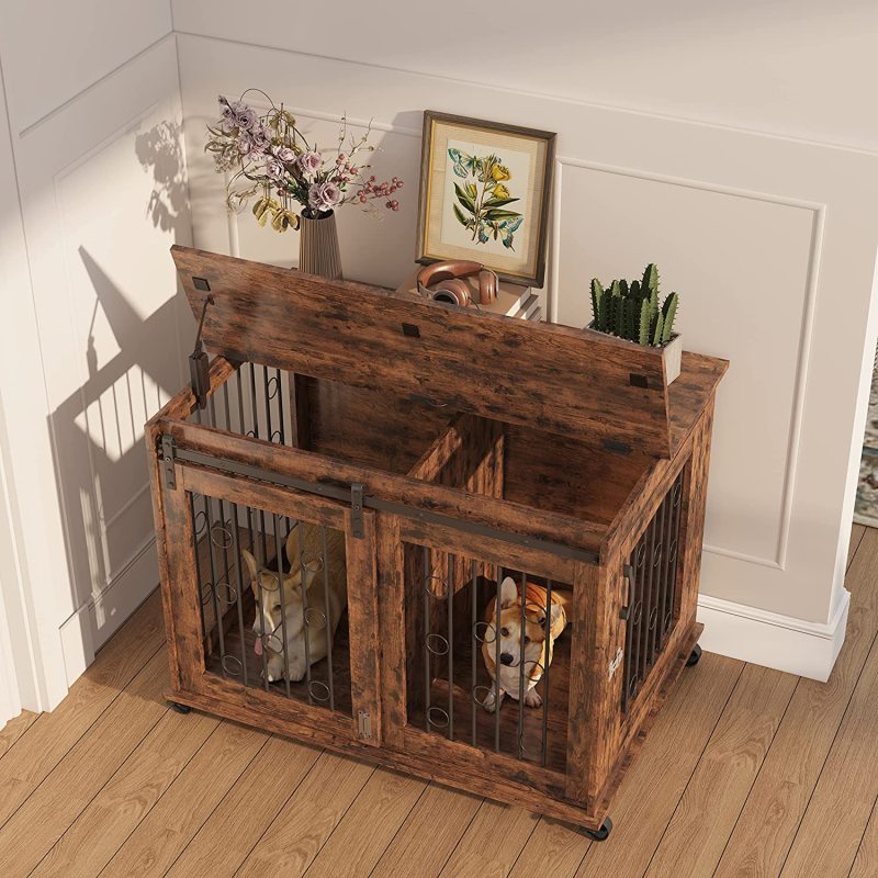 End Table for Medium Kennels with Sliding Door Dog Crate Furniture