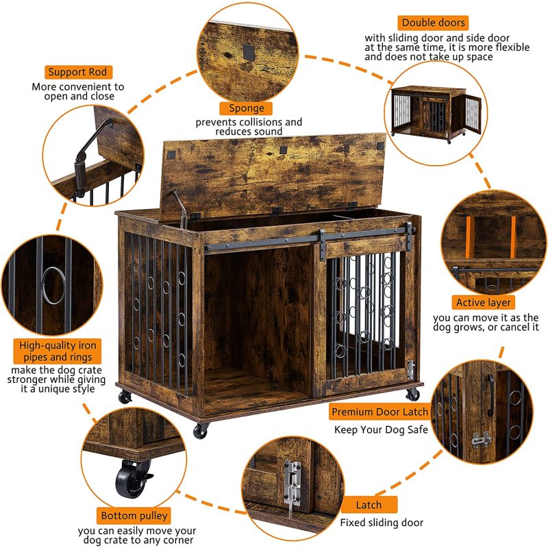 End Table for Medium Kennels with Sliding Door Dog Crate Furniture