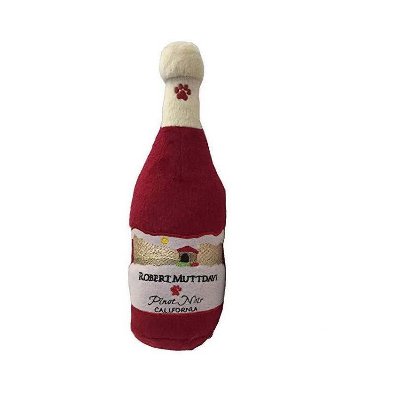 High Quality Affordable Pull Stuffeinteresting Sound Squeak Inside Wine Bottle Shape Pet Dog Plush Chew Toys