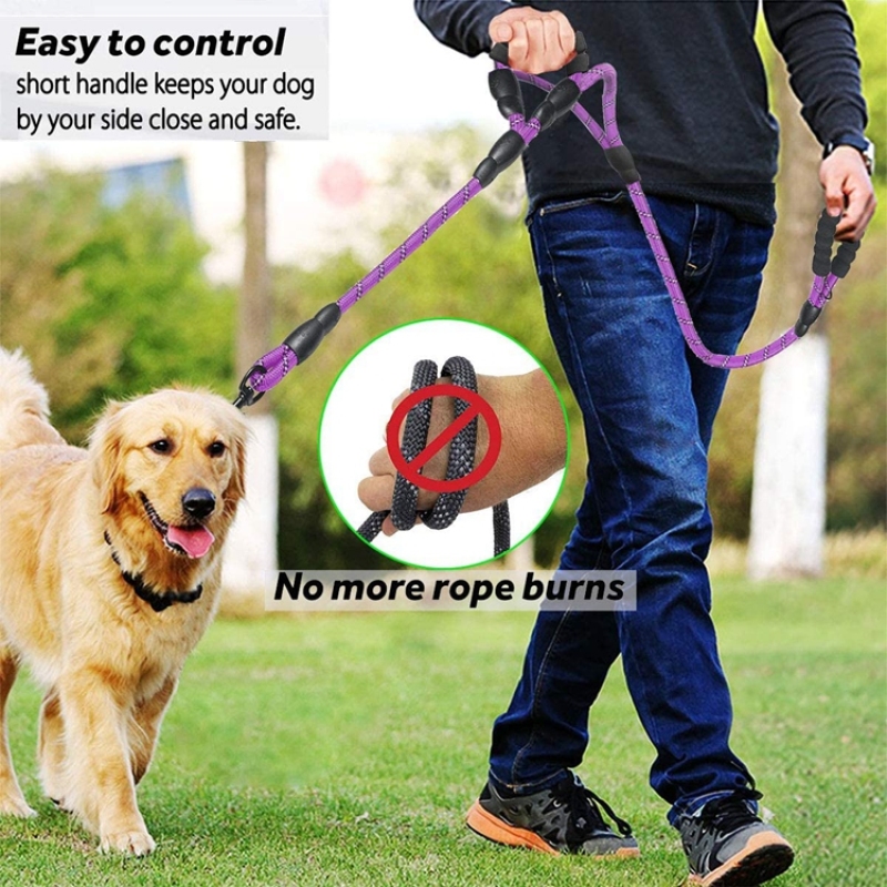 Wholesale Multifunction Custom Nylon Bungee Dog Leash Reflective Double Handle Rope Dog Leash for Training