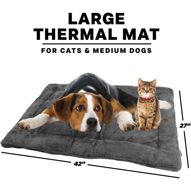 Self Heated Cat Bed Dog Crate Mat Thermal Nap Mat Padded and Insulated Pet Mat