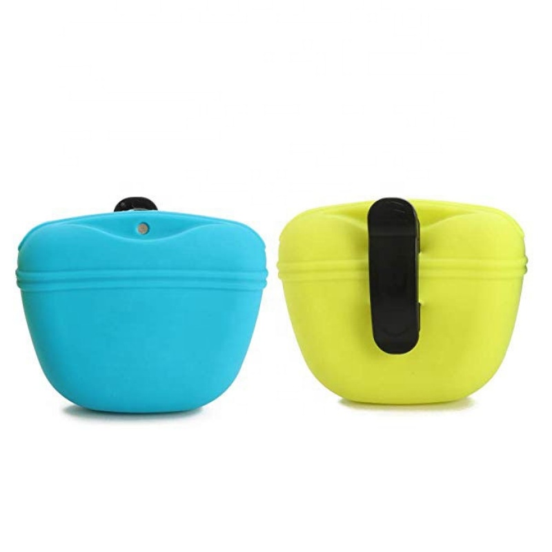 Outdoor Silicone dog treat pouch bag Hands Free Pet Training Waist Bag with Magnet Buckle silicone dog treat pouch