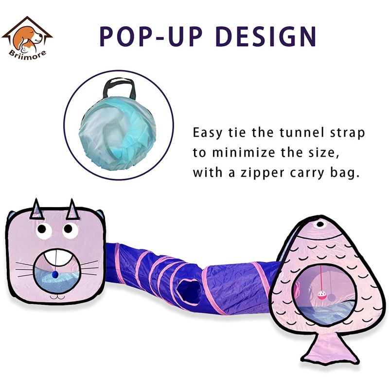 Polyester fabric folding pet tent cat tunnel toy cat passage three sets