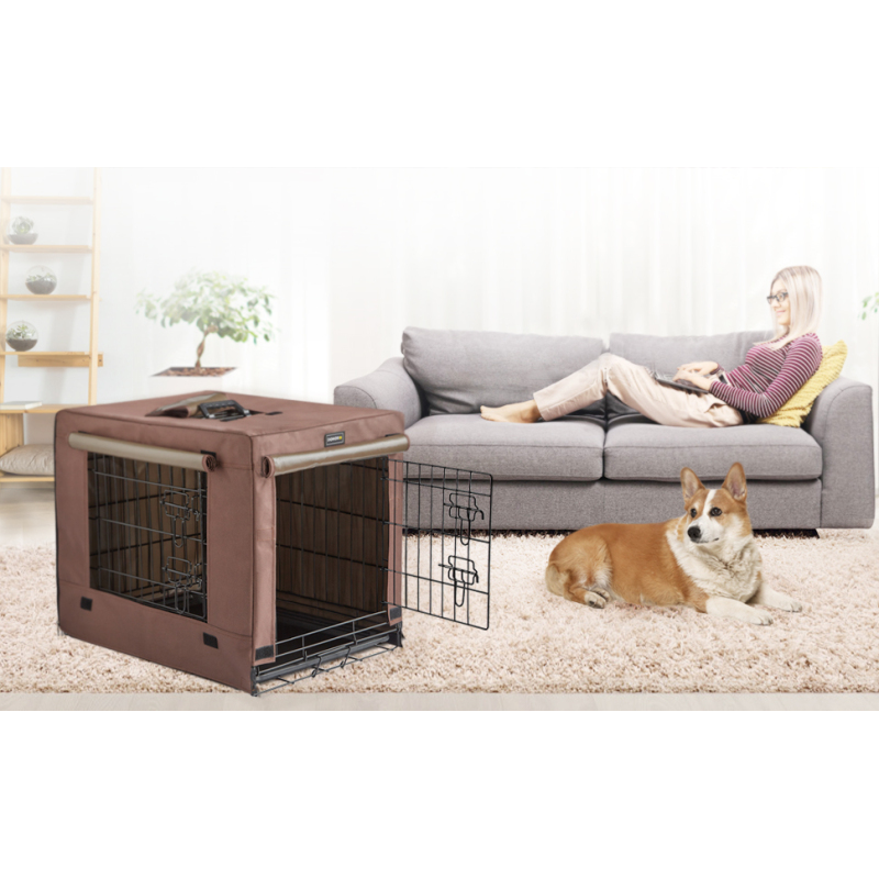 Dog Crates for Small Size Dogs Indoor, Double Door Dog Kennels & Houses for Puppy and Cats with Dog Crate Cover, Collapsible