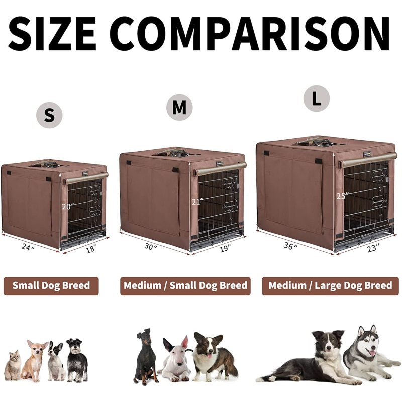 Dog Crates for Small Size Dogs Indoor, Double Door Dog Kennels & Houses for Puppy and Cats with Dog Crate Cover, Collapsible