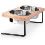 Elevated Cat Bowls 15 Degree Tilted Raised Cat Food Bowls Wood Pet Bowls Stainless Steel Bowls