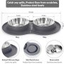 Dog Bowl Double Cat Premium Stainless Steel Water and Food Raised Bowls, Pet Feeder Set with Non-Slip Resin