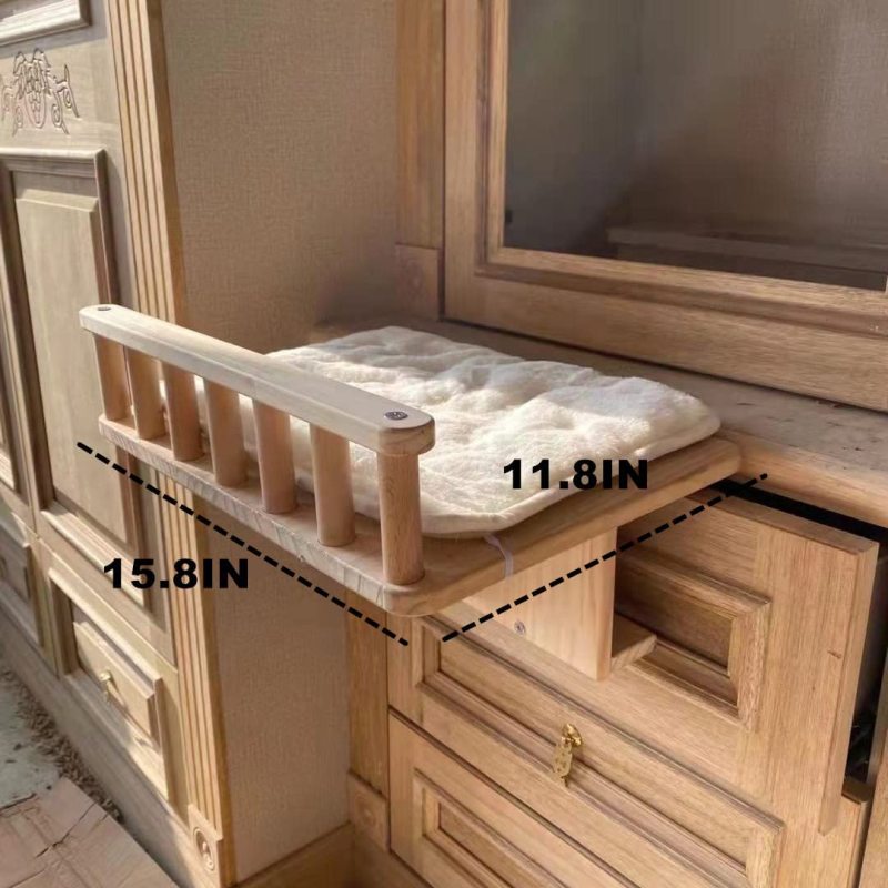 Drawer and Other Grooved Platforms Cat Hammock Bed Used On Bedside with Plush Cushions
