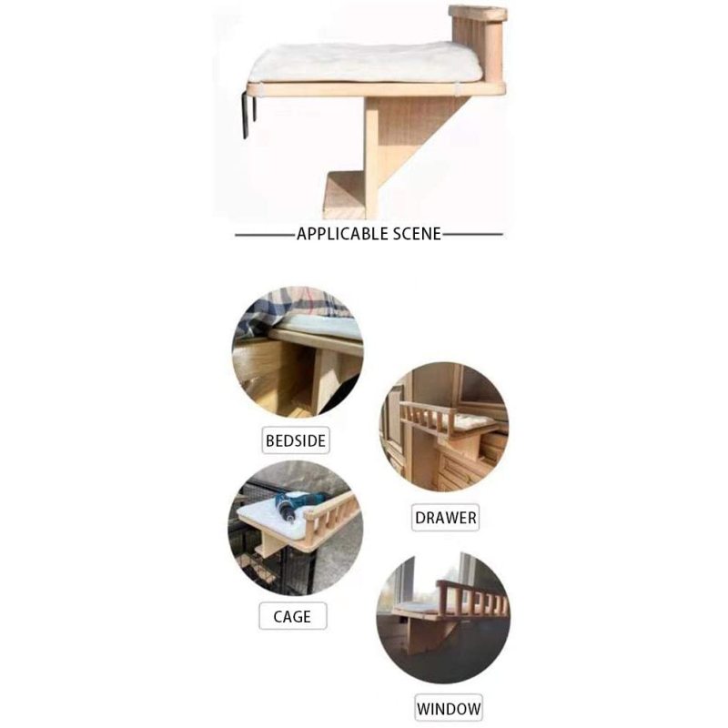Drawer and Other Grooved Platforms Cat Hammock Bed Used On Bedside with Plush Cushions