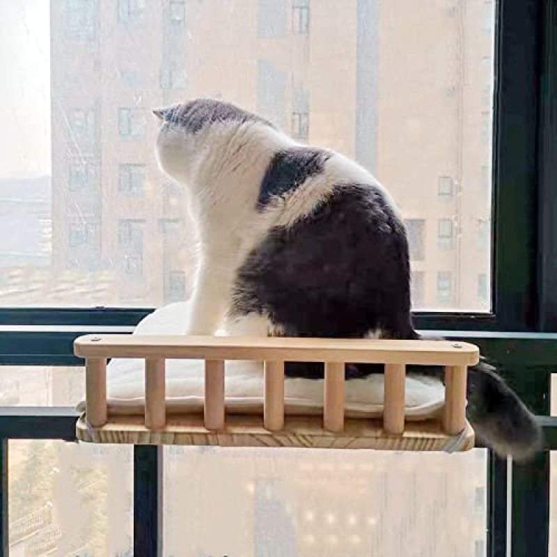Drawer and Other Grooved Platforms Cat Hammock Bed Used On Bedside with Plush Cushions
