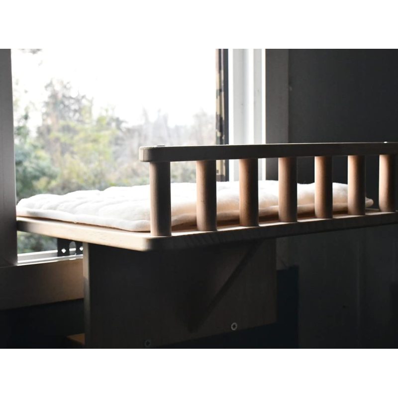 Drawer and Other Grooved Platforms Cat Hammock Bed Used On Bedside with Plush Cushions