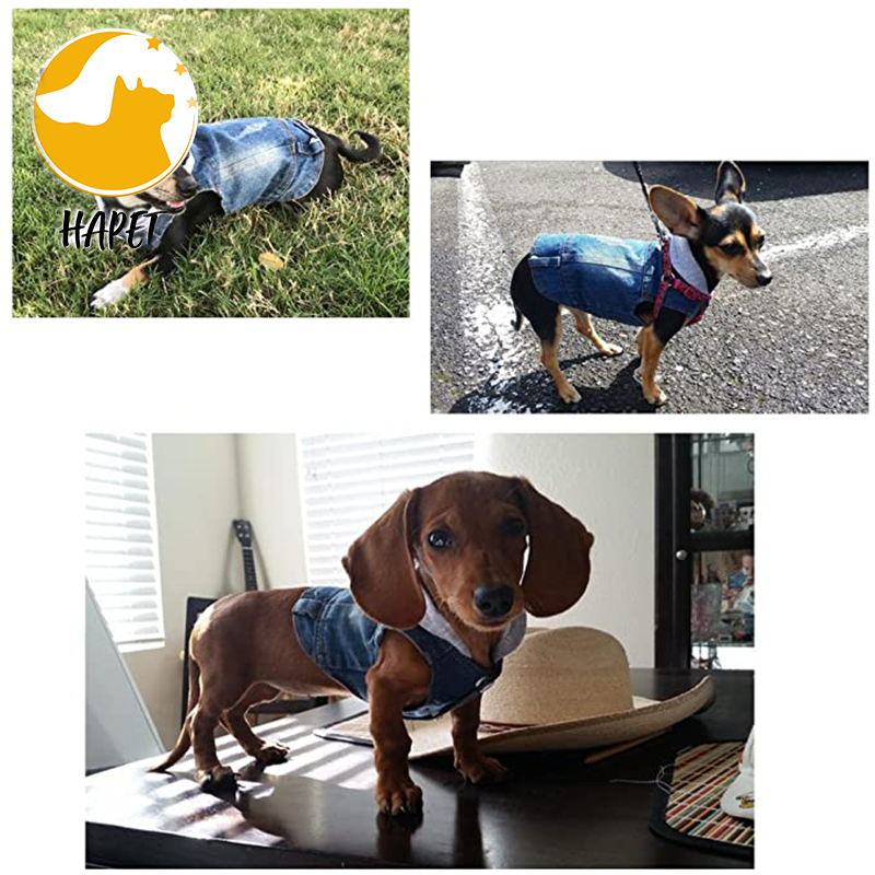 Dog Jean Jacket Blue Denim Lapel Vest Coat T-Shirt Costume Comfort and Cool Apparel Machine Washable Dog Clothes
