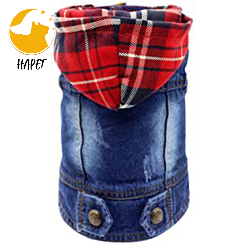 Dog Jean Jacket Blue Denim Lapel Vest Coat T-Shirt Costume Comfort and Cool Apparel Machine Washable Dog Clothes