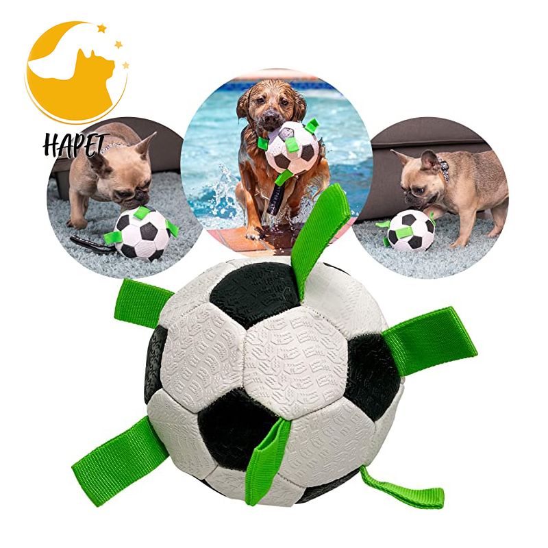 Dog Toys Soccer Ball with Grab Tabs Dog Interactive Puzzle Toys Puppy Birthday Gifts Durable Dog Balls