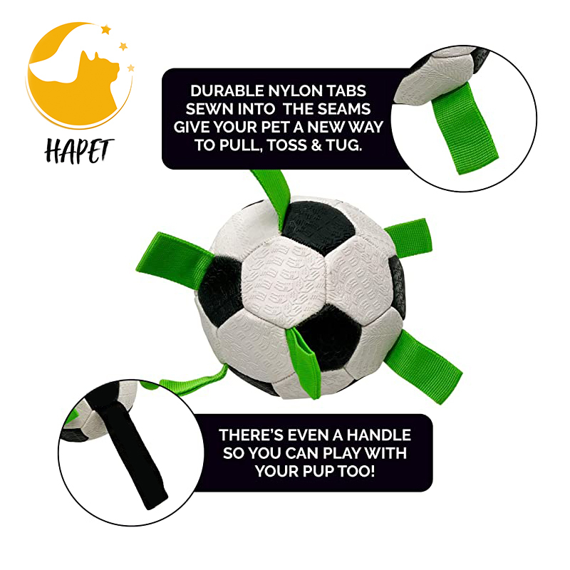 Dog Toys Soccer Ball with Grab Tabs Dog Interactive Puzzle Toys Puppy Birthday Gifts Durable Dog Balls