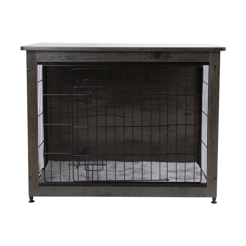 Double Doors Modern Side End Table Wooden Pet Furniture Dog Kennel Crate