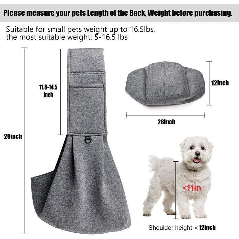 Comfortable Adjustable Strap Dog Sling Carrier Hands Free Travel