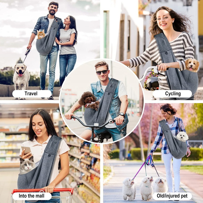 Comfortable Adjustable Strap Dog Sling Carrier Hands Free Travel