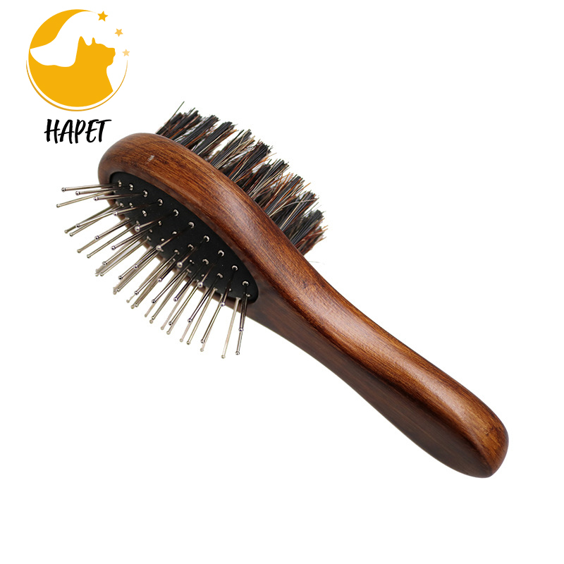 Dog Cat Brush Pet Grooming Comb, 2 Sided Bristle and Pin for Long and Short Hair Dog, Removing Shedding Hair