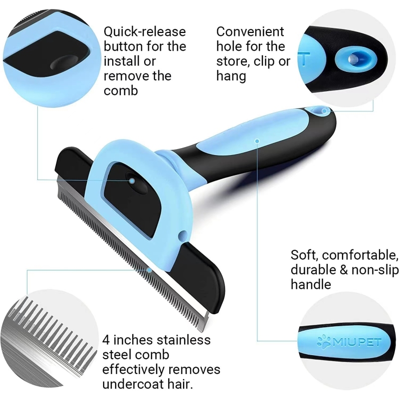 Pet Grooming Brush, Deshedding Tool for Dogs & Cats