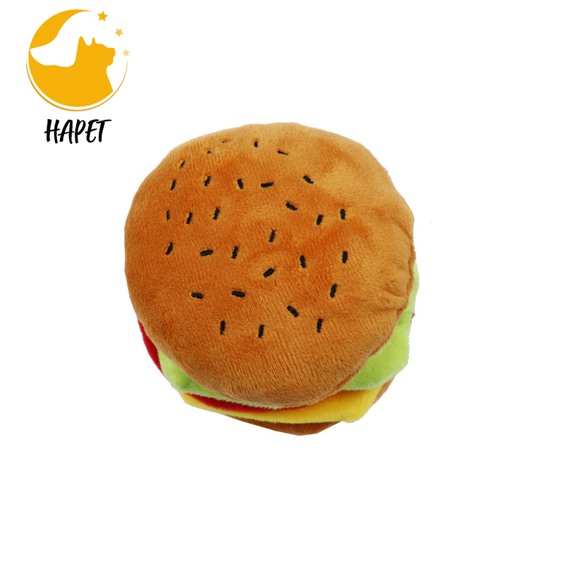 Hamburger Dog Toy with Squeaker Funny Dog Gift Chew Toy