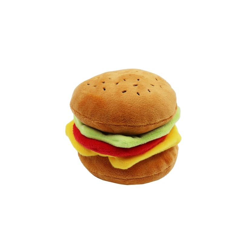 Hamburger Dog Toy with Squeaker Funny Dog Gift Chew Toy