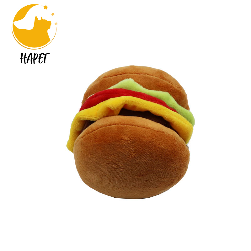 Hamburger Dog Toy with Squeaker Funny Dog Gift Chew Toy