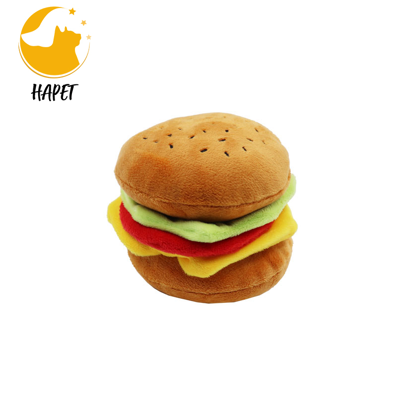 Hamburger Dog Toy with Squeaker Funny Dog Gift Chew Toy