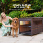 Puppy House Shelter Wicker Pet Dog Cage Crate Removable Tray