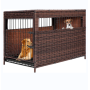 Puppy House Shelter Wicker Pet Dog Cage Crate Removable Tray
