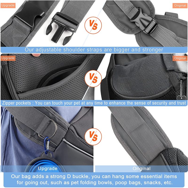 Bag Papoose Adjustable Dog Sling Carrier Mesh Hand Free