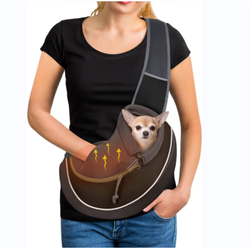 Bag Papoose Adjustable Dog Sling Carrier Mesh Hand Free