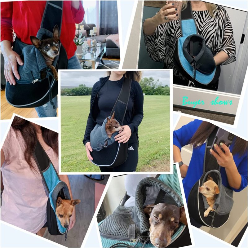 Bag Papoose Adjustable Dog Sling Carrier Mesh Hand Free
