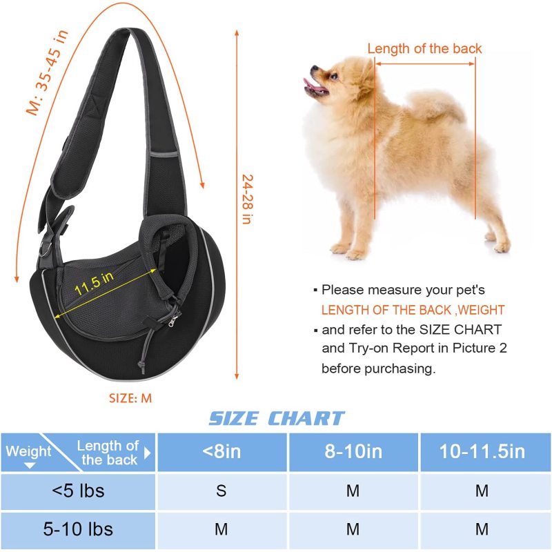Bag Papoose Adjustable Dog Sling Carrier Mesh Hand Free