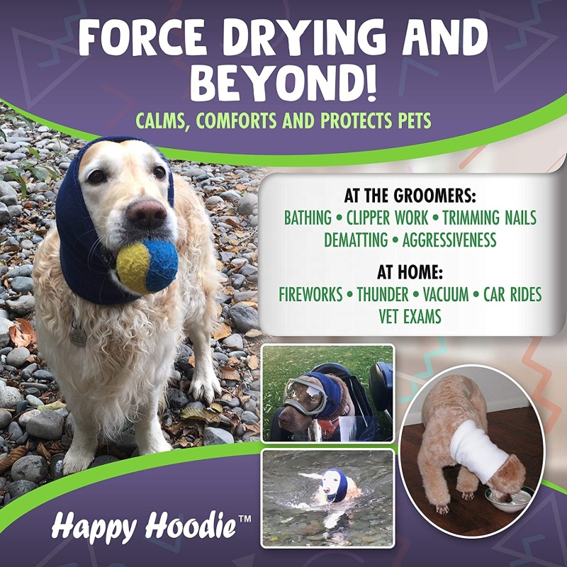 Happy Hoodie for Dogs and Cats - The Original Grooming and Force Drying Miracle Tool for Anxiety Relief and Calming Dogs collar