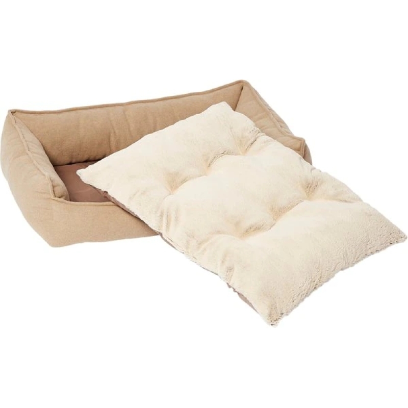 Manufacturer Pet Bed Sofa Faux Felt Flange Edge Bolster Cat Dog Bed Cozy Pet Beds for Dogs Cats