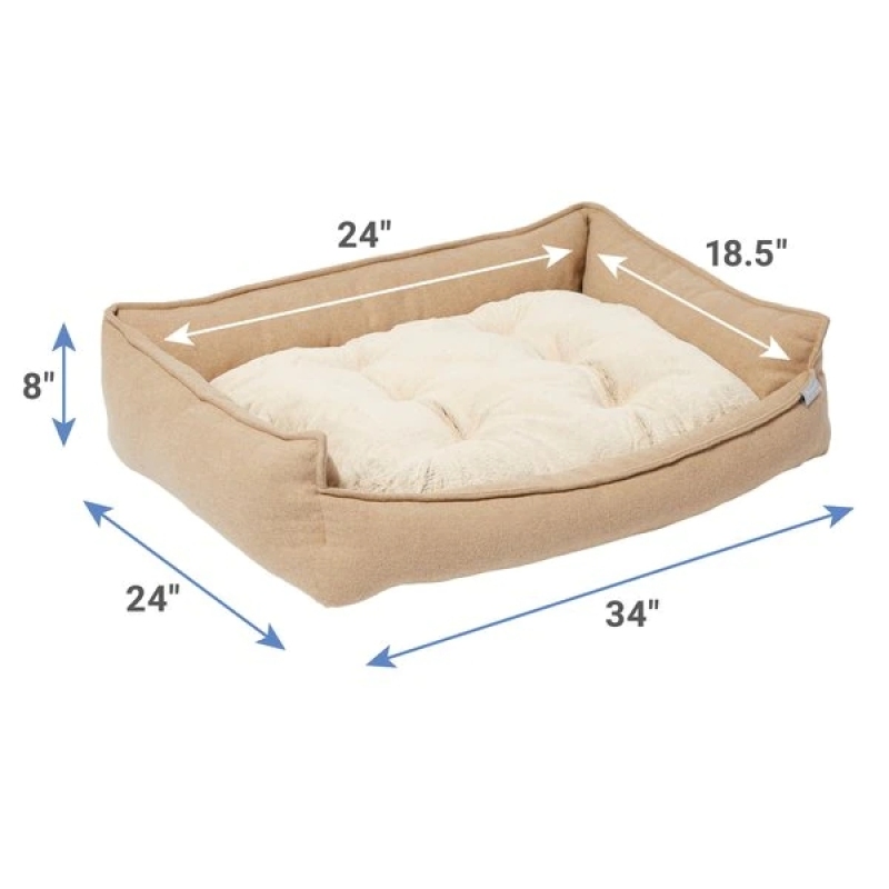 Manufacturer Pet Bed Sofa Faux Felt Flange Edge Bolster Cat Dog Bed Cozy Pet Beds for Dogs Cats