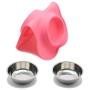 Dog Bowls Stainless Steel Water and Food Feeder with Non Spill Skid Resistant Silicone Mat for Pets raised cat bowl