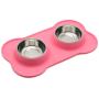 Dog Bowls Stainless Steel Water and Food Feeder with Non Spill Skid Resistant Silicone Mat for Pets raised cat bowl