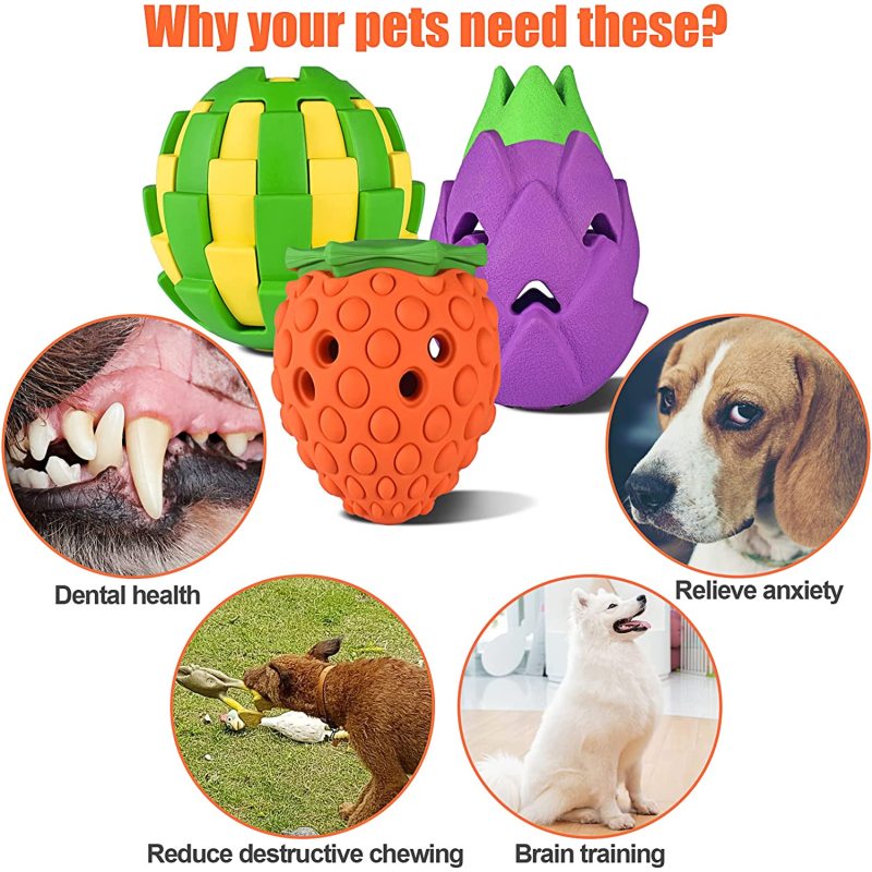 Puppy Chew Toys 3 Pack, Durable Dog Chew Toys for Teething, Interactive Treat Dispensing Puppy Teething Toys with Natural Rubber