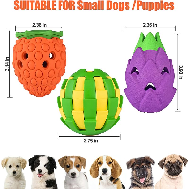 Puppy Chew Toys 3 Pack, Durable Dog Chew Toys for Teething, Interactive Treat Dispensing Puppy Teething Toys with Natural Rubber