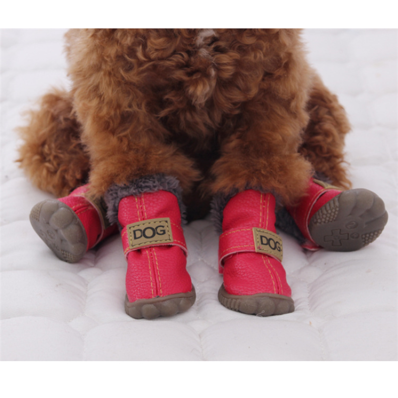 Fashion Dog Thick Warm Boots Winter Teddy Pet Snow Shoes Dog Waterproof Skid proof Paw Protectors Booties for Puppy Play